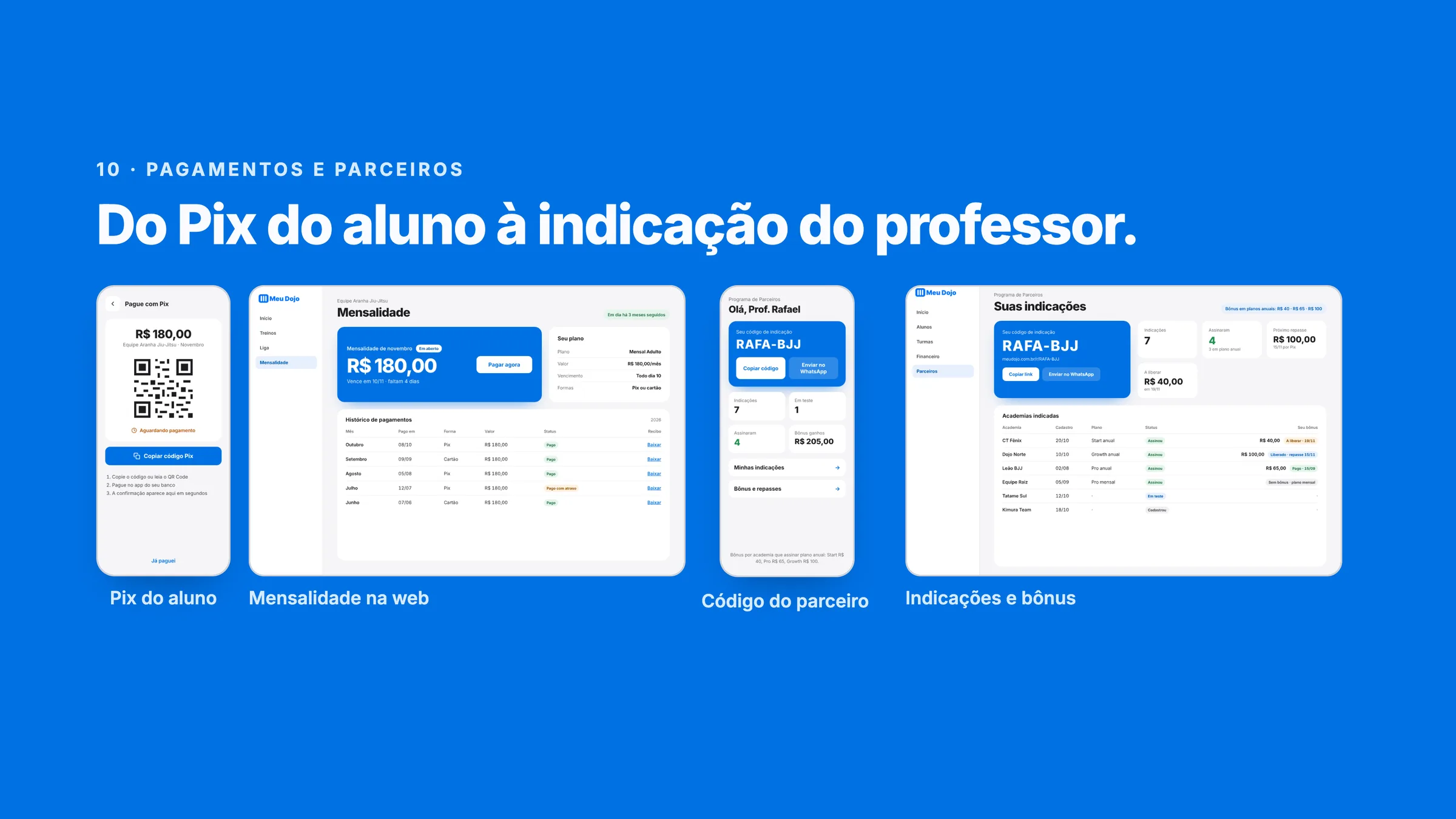 Pagamentos e parceiros